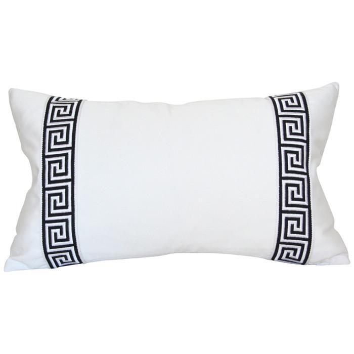 White With Black Greek Key Trim Designer Pillow Arianna Belle