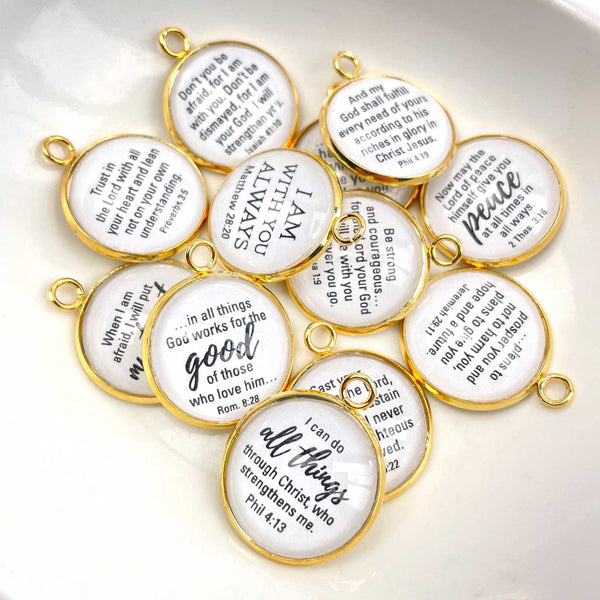 Christian Scripture Jewelry Making Charms – Bulk Assorted Charms 100 Charms / Gold