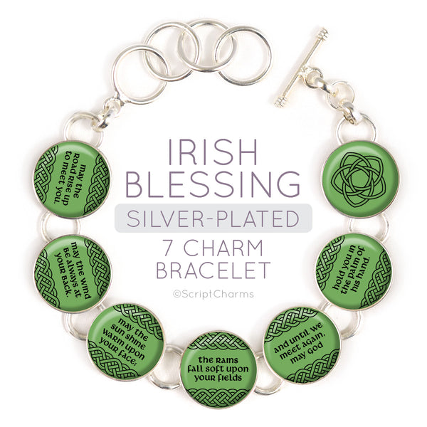 Irish Blessing Charm Set, Celtic Rose, Green St. Patrick's Bulk Charms Gold / 10 Sets (50 Charms)