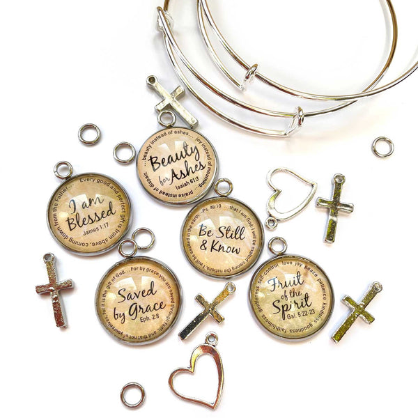 DIY Easter Scripture Charm Bangle Bracelet Making Kit – ScriptCharms -  Scripture Jewelry & Charms