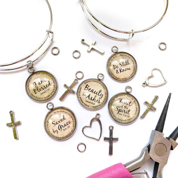 Praise The Lord! Psalms Scripture Bulk Charms for Jewelry Making Gold / 20mm / 2 Sets: 12 Charms ($3.25/ea)