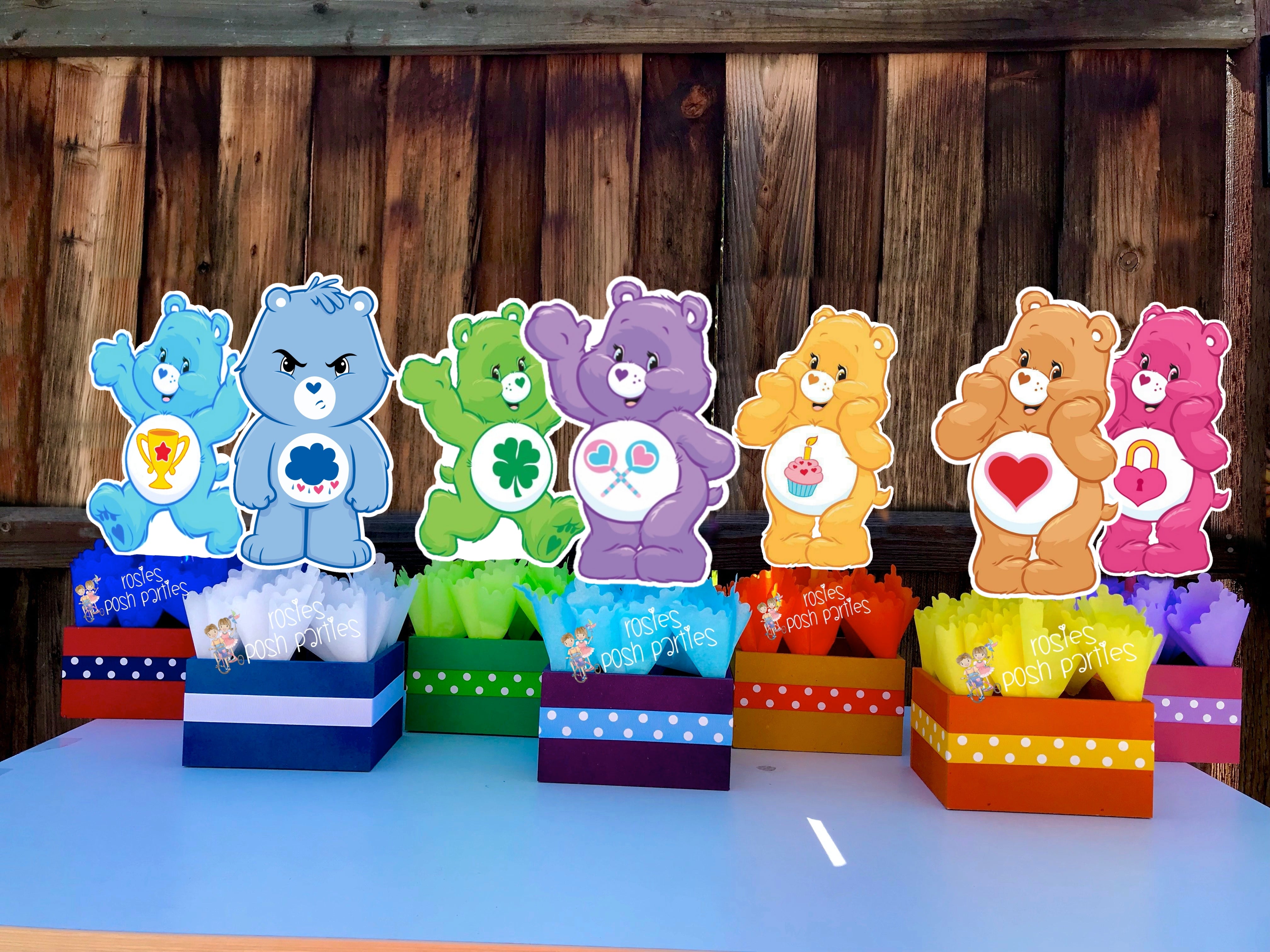 Care Bear Birthday or Baby Shower Theme Centerpiece Classic Colors  Decoration SET OF 7