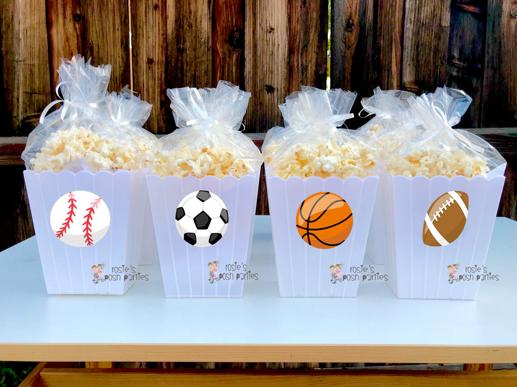 Sports Theme Birthday Baby Shower Popcorn Favor Rosies Posh Parties