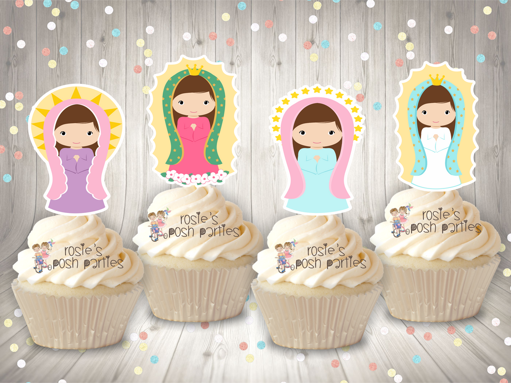 Virgencita de Guadalupe Theme Cupcake Toppers | Rosie's Posh Parties