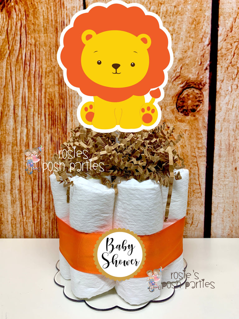 Baby Jungle Safari Baby Shower Theme Diaper Cake | Rosie's Posh Parties