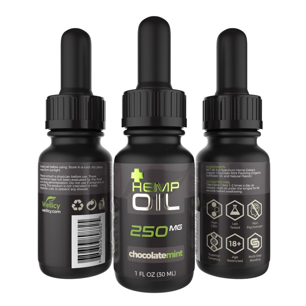 Wellicy CBD Hemp & MCT Oil Tincture - Chocolate Mint