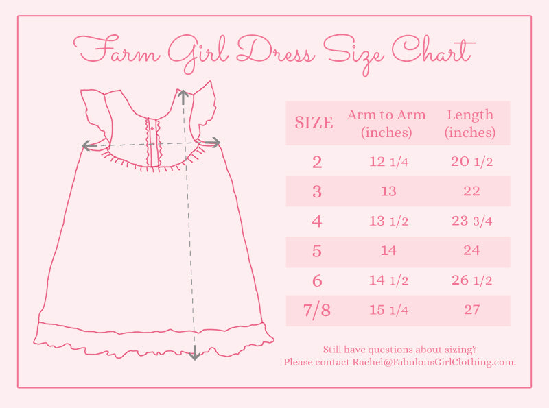 Bishop Dress Size Chart – Busy Bee Smocks!