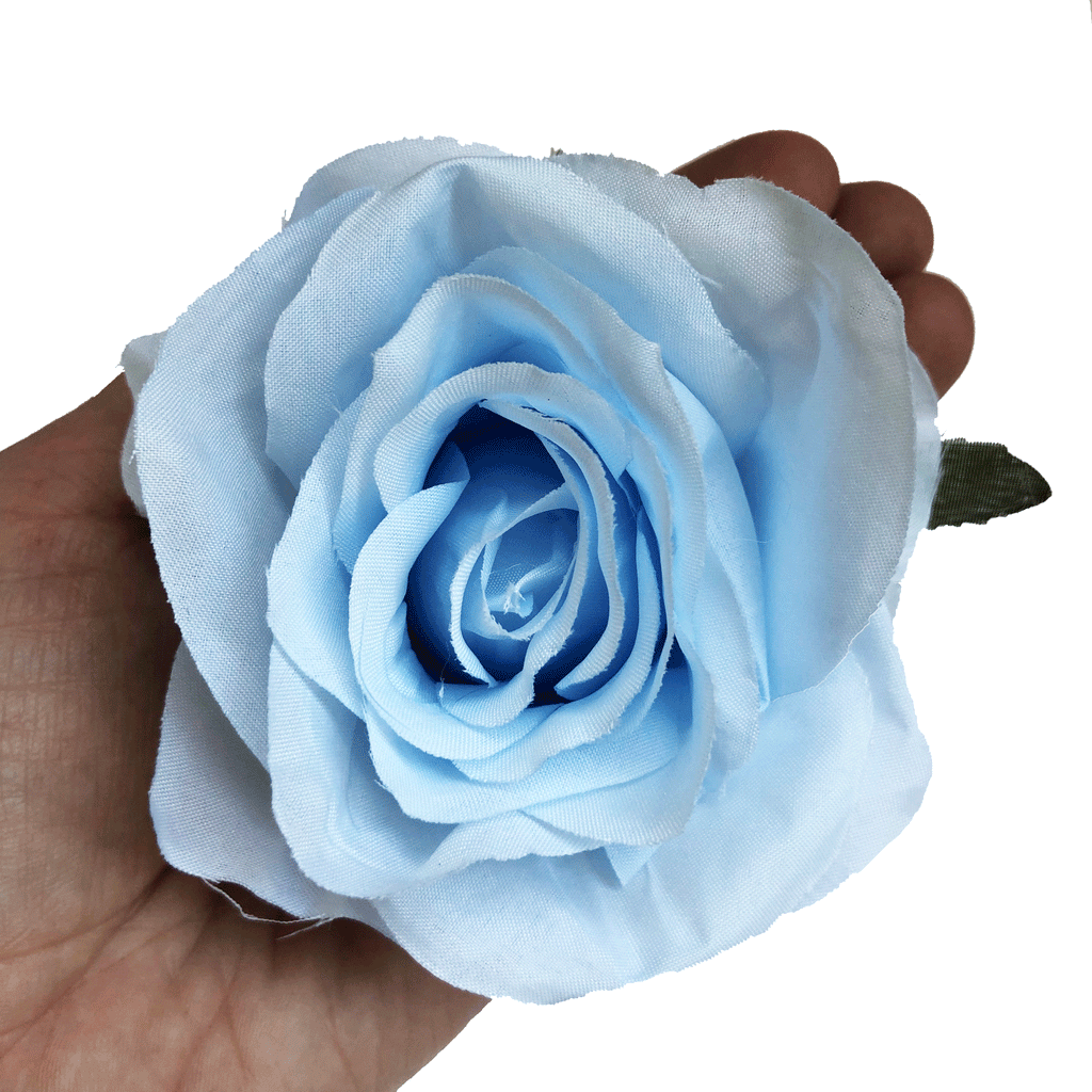 Artificial Silk Flower Head - Light Blue Rose Style 16 - 1pc – Feather ...