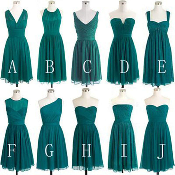 Different Styles Teal Green Mismatched Knee Length Bridesmaid Dresses ...