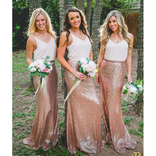 bridesmaid dresses peach and gold