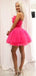 Hot Pink Tulle Strapless Short Homecoming Dresses, Custom Homecoming Dress, BGS0166