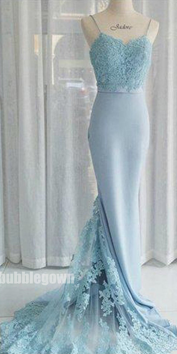 Charming Blue Lace Mermaid Elegant Cheap Long Bridesmaid Dresses, BG51 ...