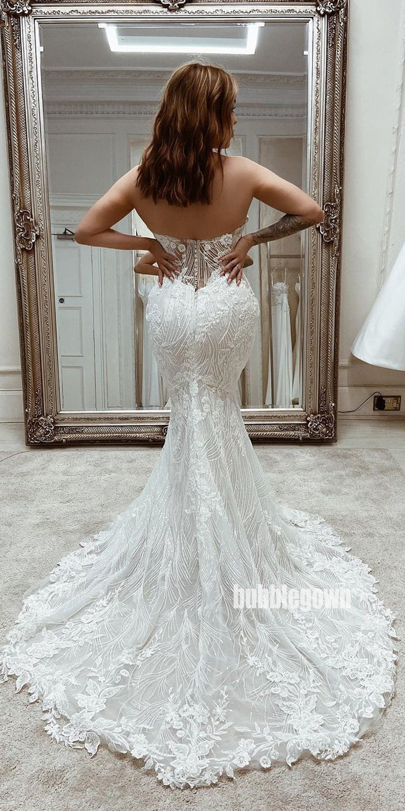 Off the Shoulder Mermaid Sweetheart Charming Long Bride Wedding Dress ...