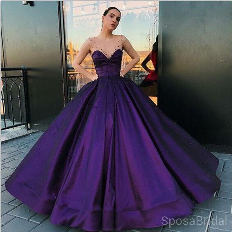 purple satin long dress