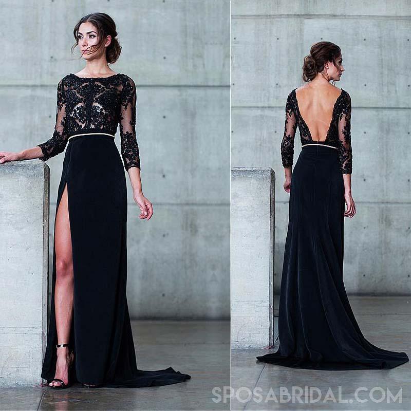 cheap long black dress with sleeves