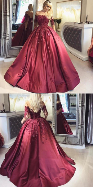 dark red prom dresses with sleeves