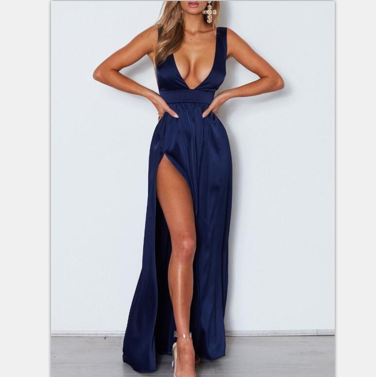 navy prom dress with slit