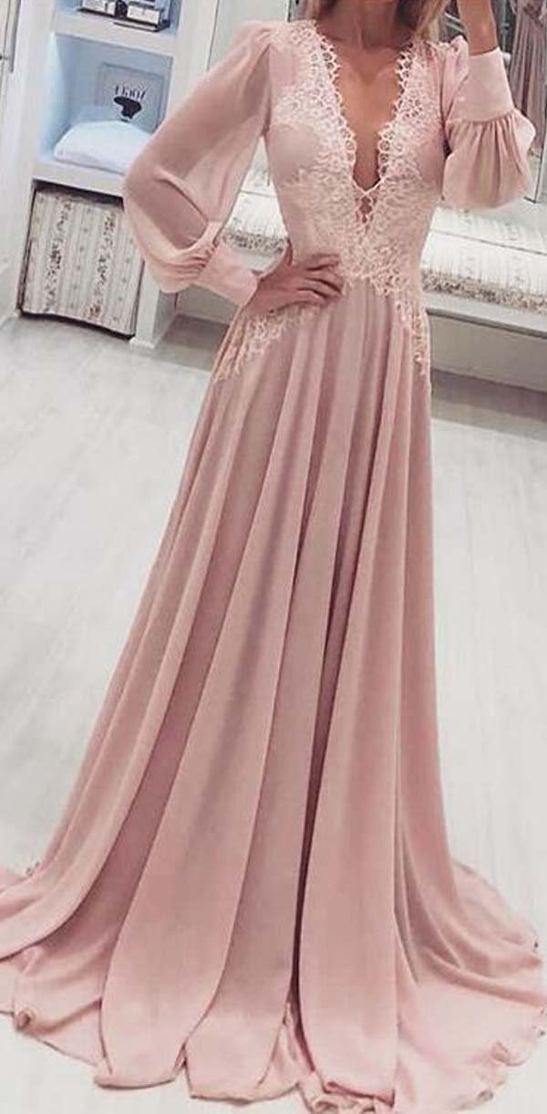 light pink long formal dresses