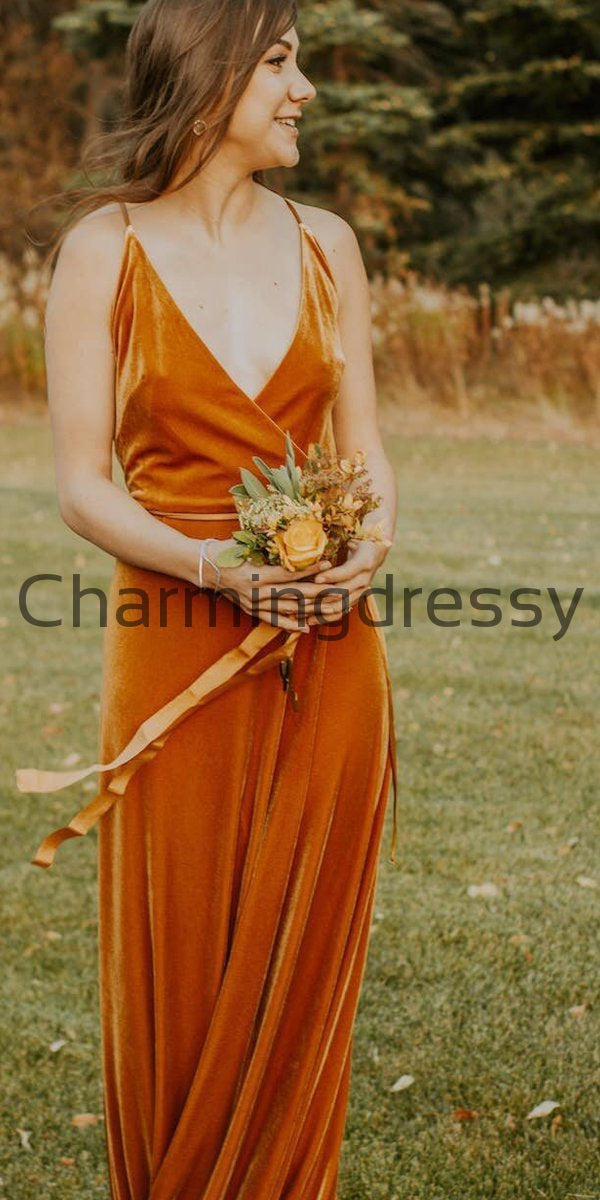 burnt orange velvet dress