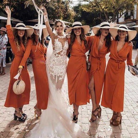 soft orange bridesmaid dresses