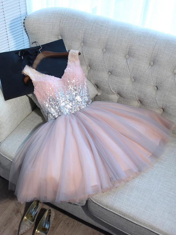 short pink sequin dress