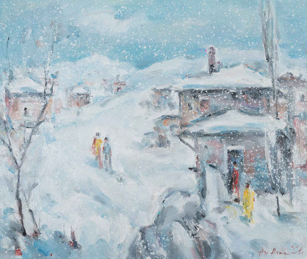 Зимен ден, картина на Ангел Атанасов - Галерия Кавалет