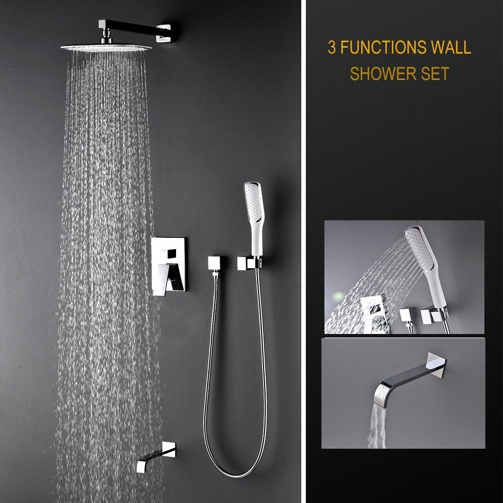 Artbath Luxury Rain Mixer Shower Combo Set Wall Mounted 3 Way