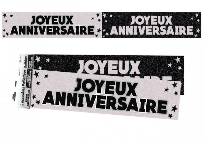 Bannieere Joyeux Anniversaire Noir Et Blanc Vivafiesta