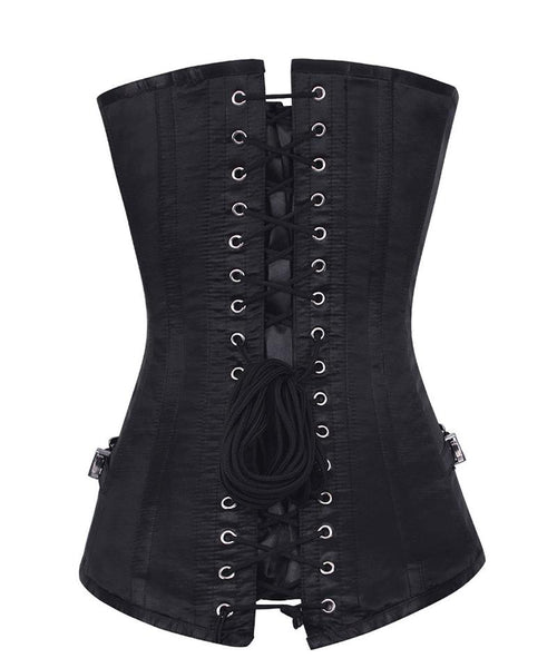 Ruth Black Overbust Corset With Buckle | Corsets Queen US-CA