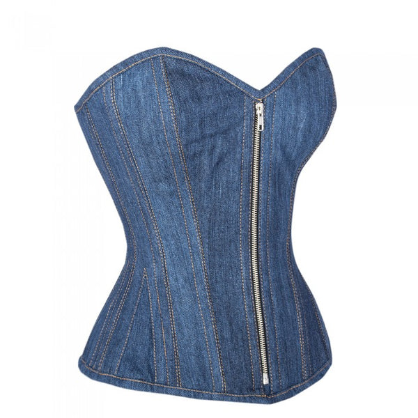 Wyatt Denim Overbust Corset | Corsets Queen US-CA