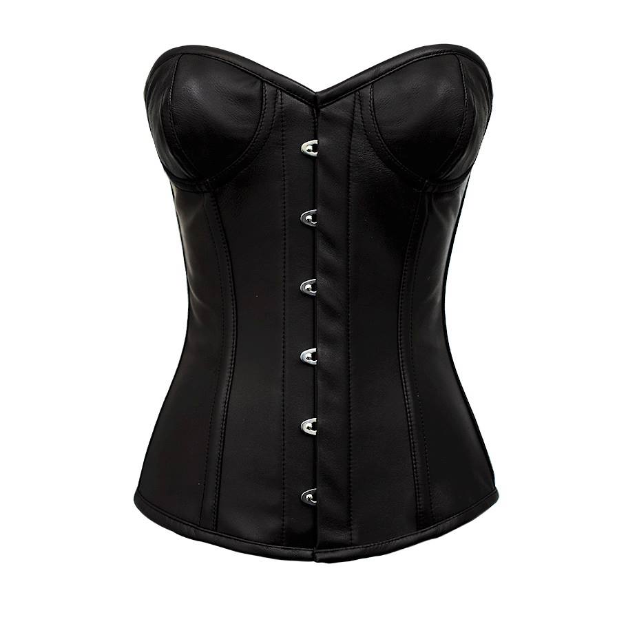 Girrourd Real Leather Overbust Gothic Corset With Cups | Corsets Queen ...