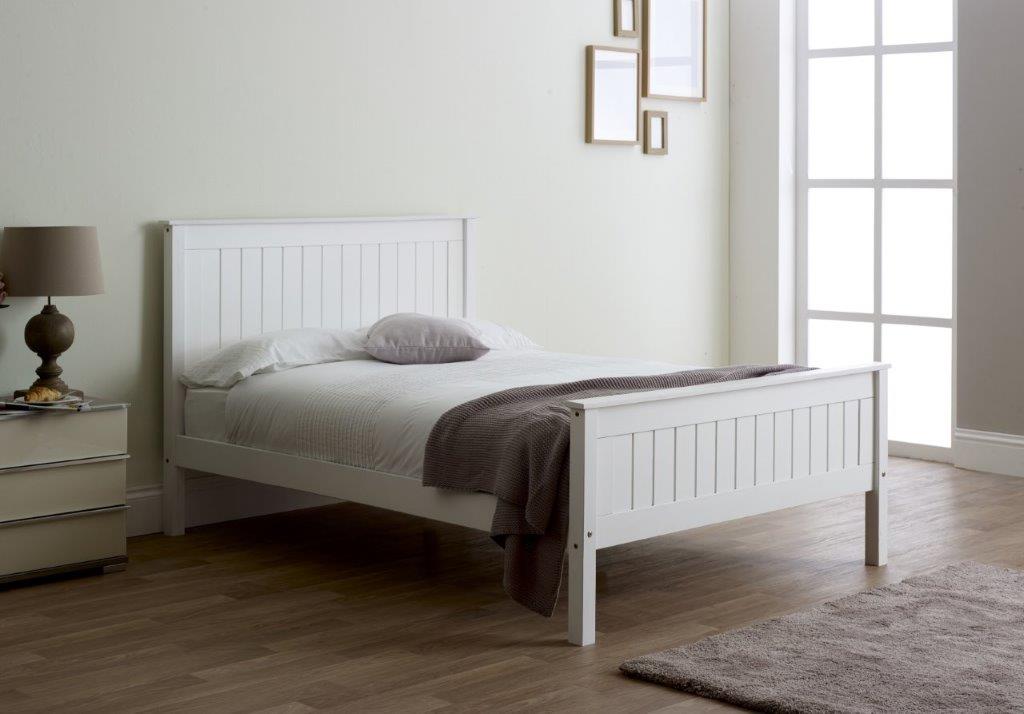 white wooden single bed frame