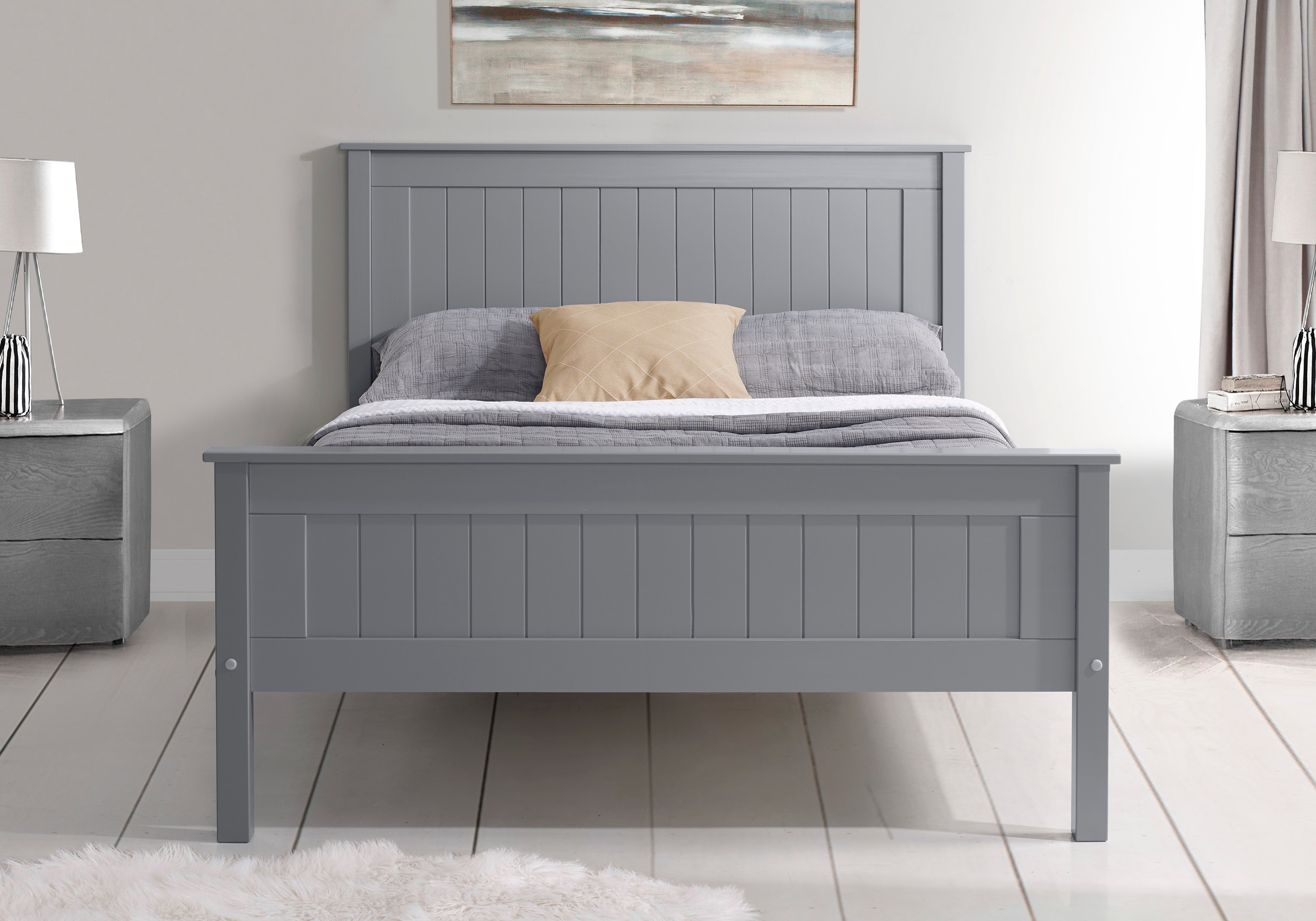 Limelight Grey Wooden King Size Bed Frame With High Foot End Bedsmart