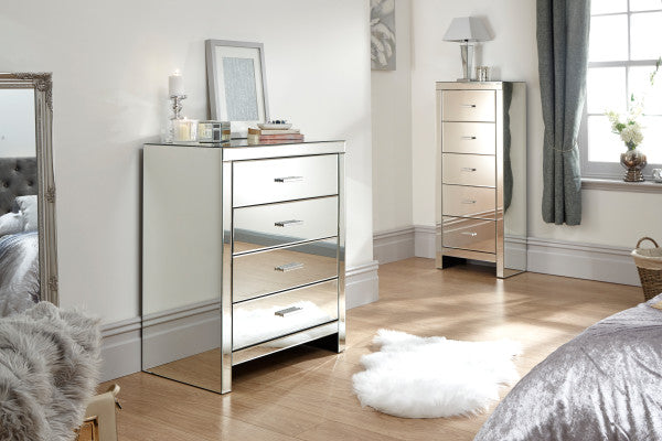 Mirrored Chest Of Drawers Venetian Mirrored 4 Drawer Cabinet