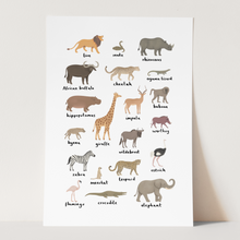 Safari Animal Chart Print by Kid of the Village