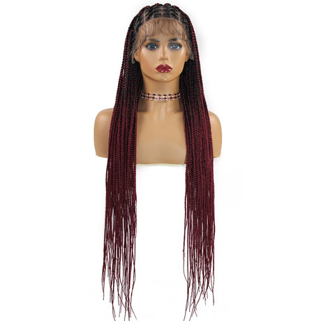 Long Ombre Red Box Braid Lace Frontal Wig For African American –  SurpriseHair