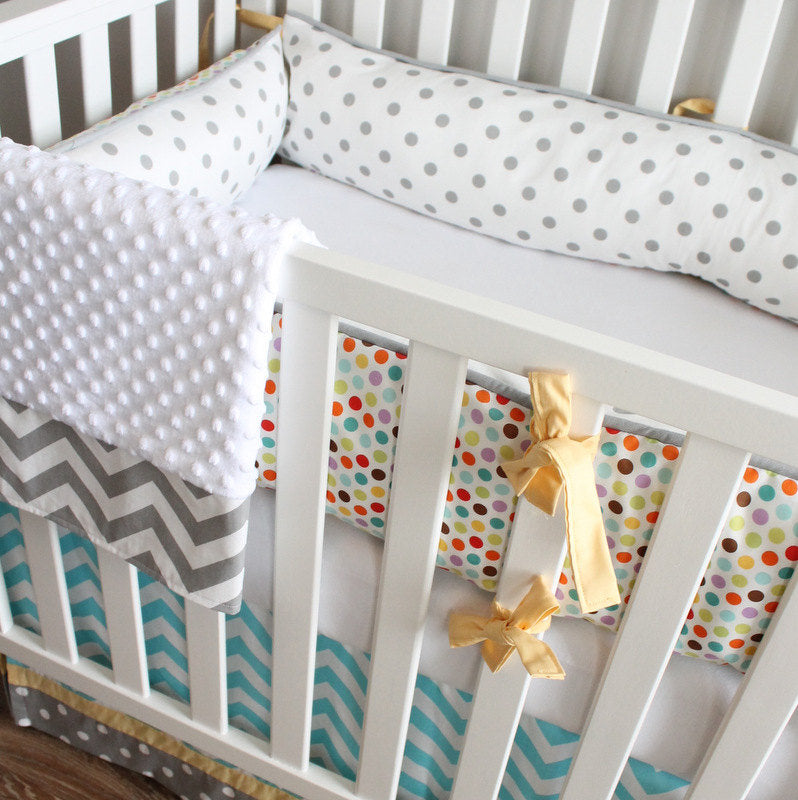 Chevron blue and yellow crib Bumper bedding collection ...