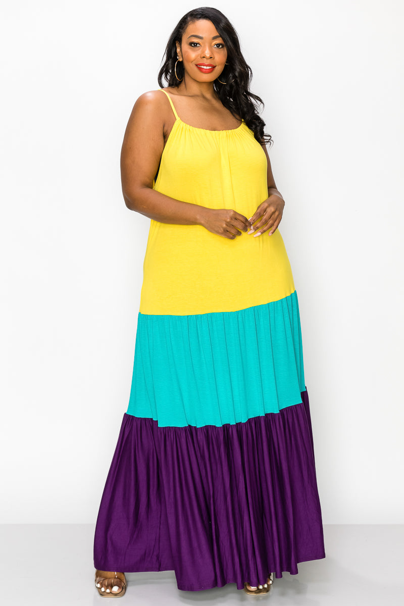 PLUS SIZE Colorblock Cami Neck Maxi Dress | eBay