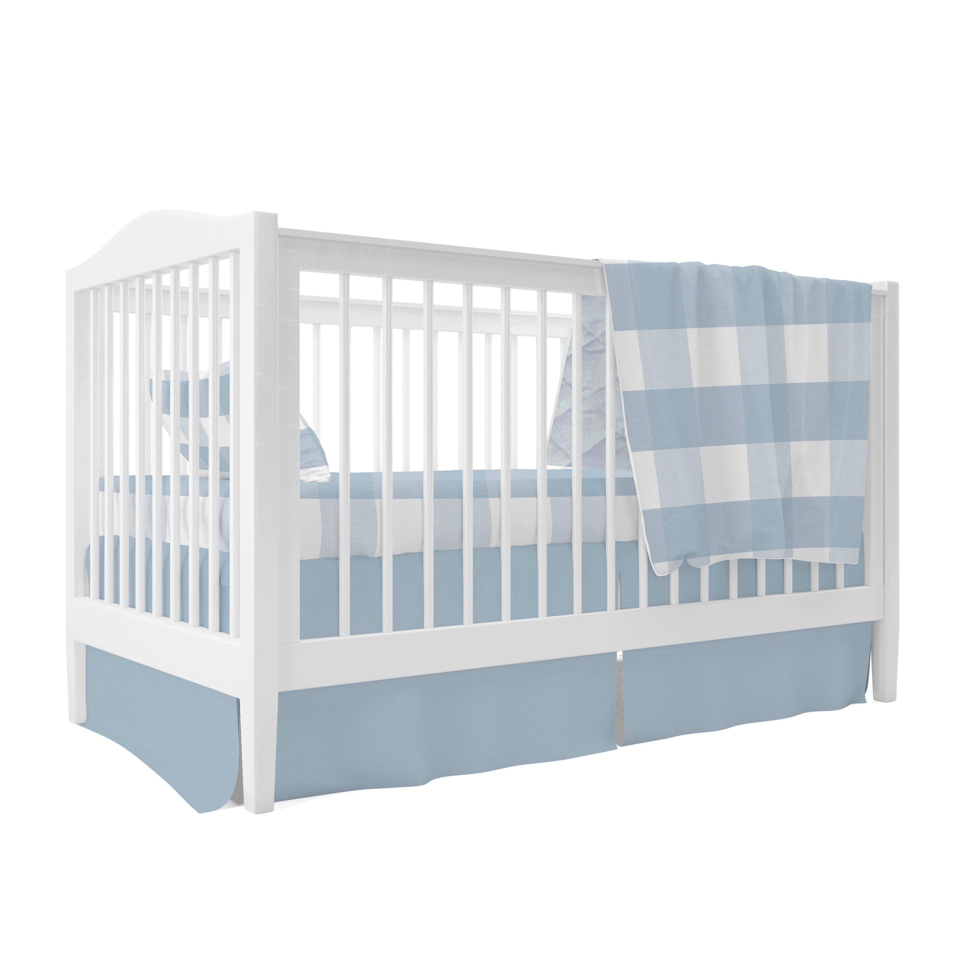 Four Piece Baby Crib Set I Dusty Blue Gingham Design Ely S Co