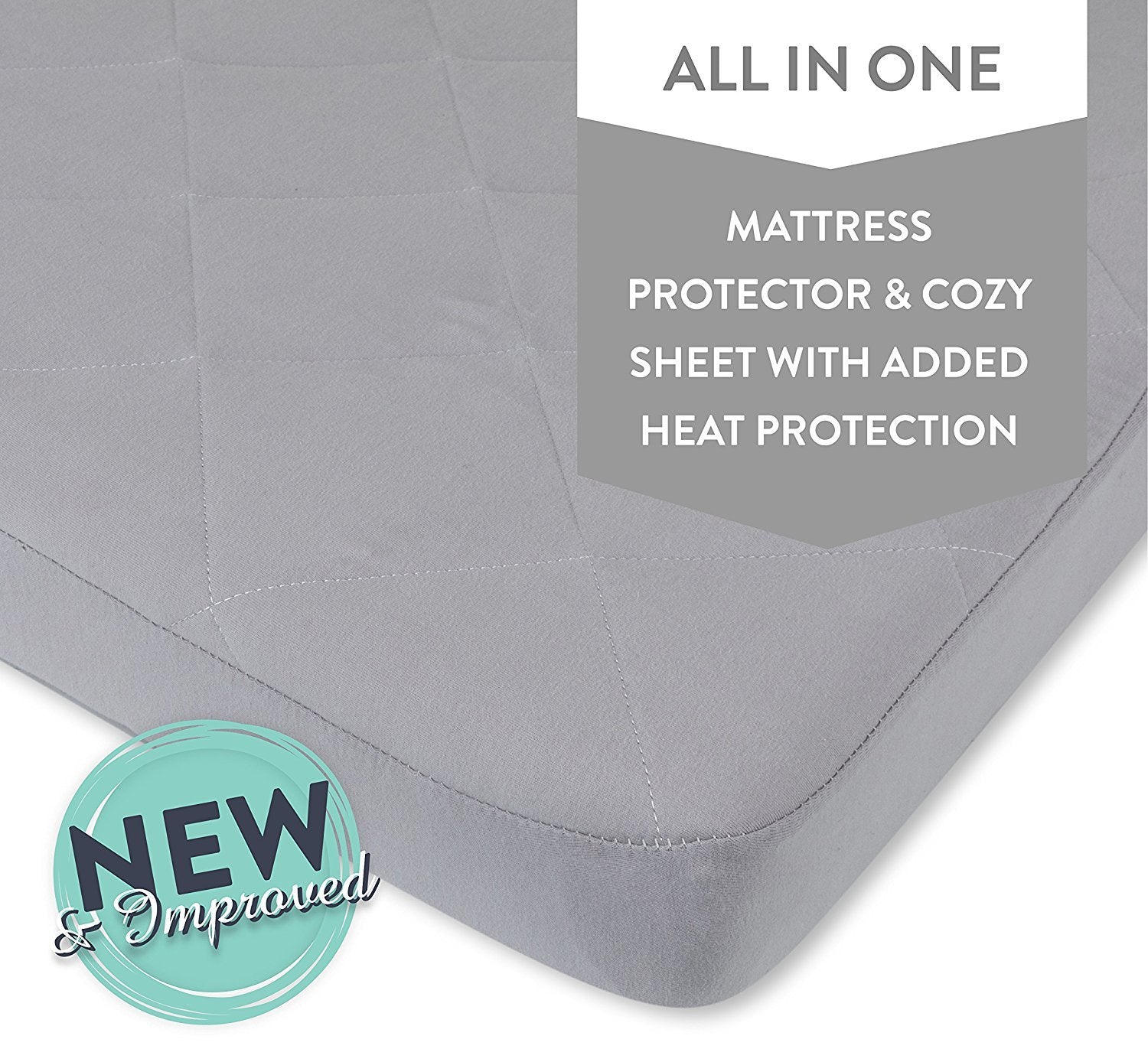 Quilted Waterproof Pack N Play Portable Crib Sheet I Grey