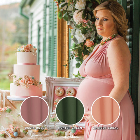 Pregnant woman at a Dusty Rose wedding