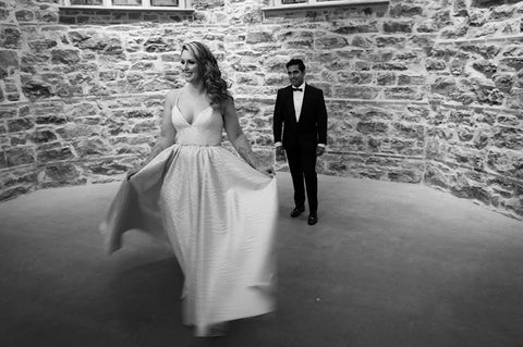 Stephanie Rochefort and Subhir Uppal pose for portrait photos on their wedding day.