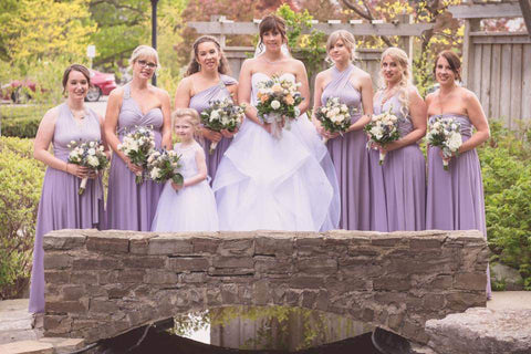 Henkaa Dusty Purple Sakura Maxi Convertible Dresses worn on Hailey Judges bridesmaids.