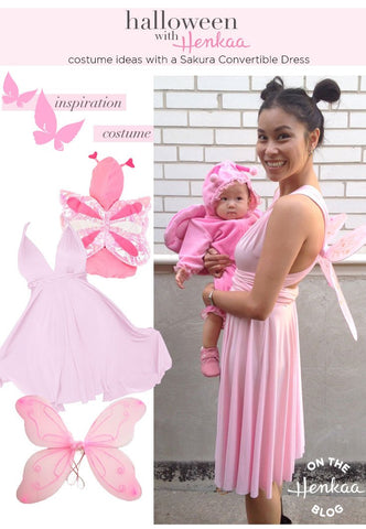 Henkaa Convertible Dress used as a Pink Butterfly Halloween Costume, great cosplay costume that you can wear again.