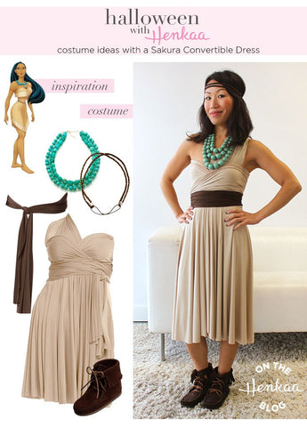 Henkaa Convertible Dress used for a Pocahontas Halloween Costume, great cosplay costume that you can wear again.