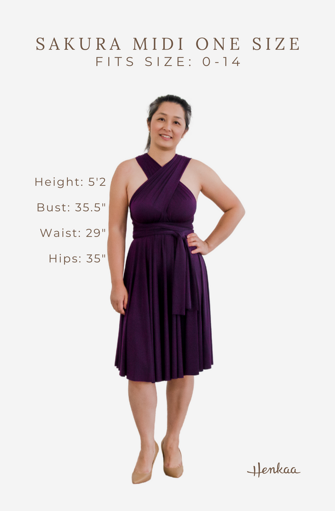 Sakura Midi Convertible Infinity Dress One Size Plum Purple Measurements