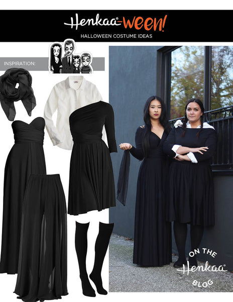 Henkaa Convertible Dress used as a Wednesday and Morticia Aadams from the Aadams Family show Halloween Costume, great cosplay costume that you can wear again.