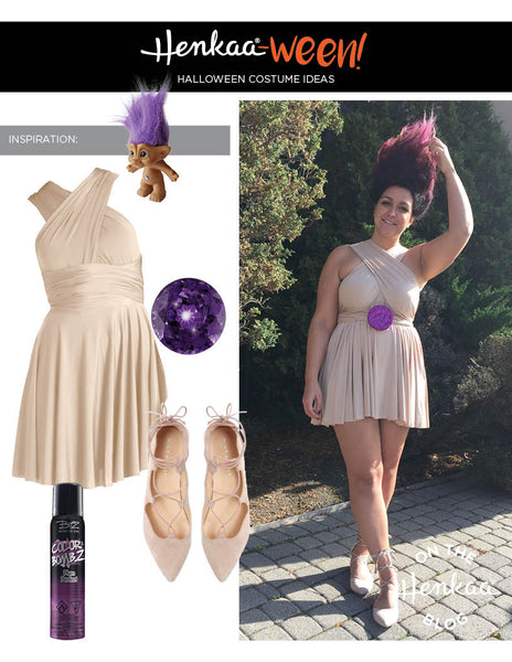 Henkaa Convertible Dress used as Troll Doll Halloween Costume, great cosplay costume that you can wear again.
