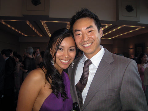 Henkaa's late CEO and Founder Joanna Duong Chang and husband Stan Chang together at Sonia's wedding. Joanna is wearing the first Henkaa Sakura convertible dress prototype in Plum Purple.