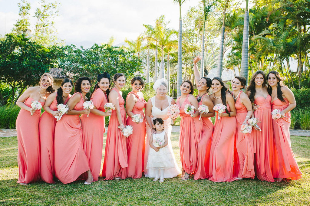 infinity bridesmaid dresses - convertible sakura dresses - coral maxi bridesmaid dresses
